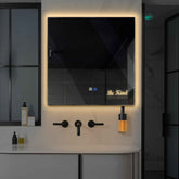 LED Spiegel Quadratisch | Touch-Schalter | Anti-Beschlag-Funktion | Warmweißes Licht - Reyze Seria Motivated Model 6